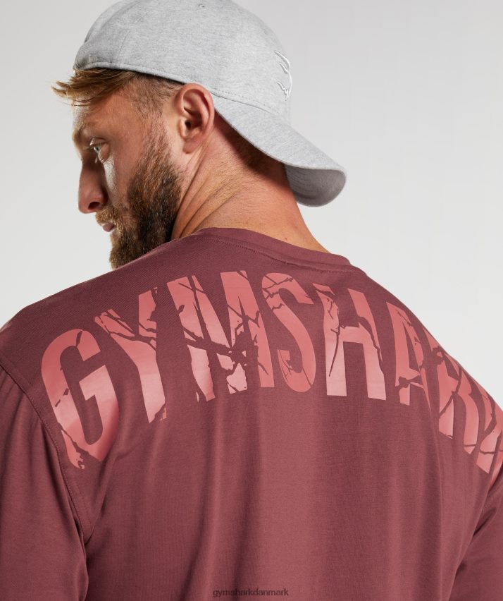 Mænd Gymshark power t-shirt N4ZDDN688 kirsebær brun