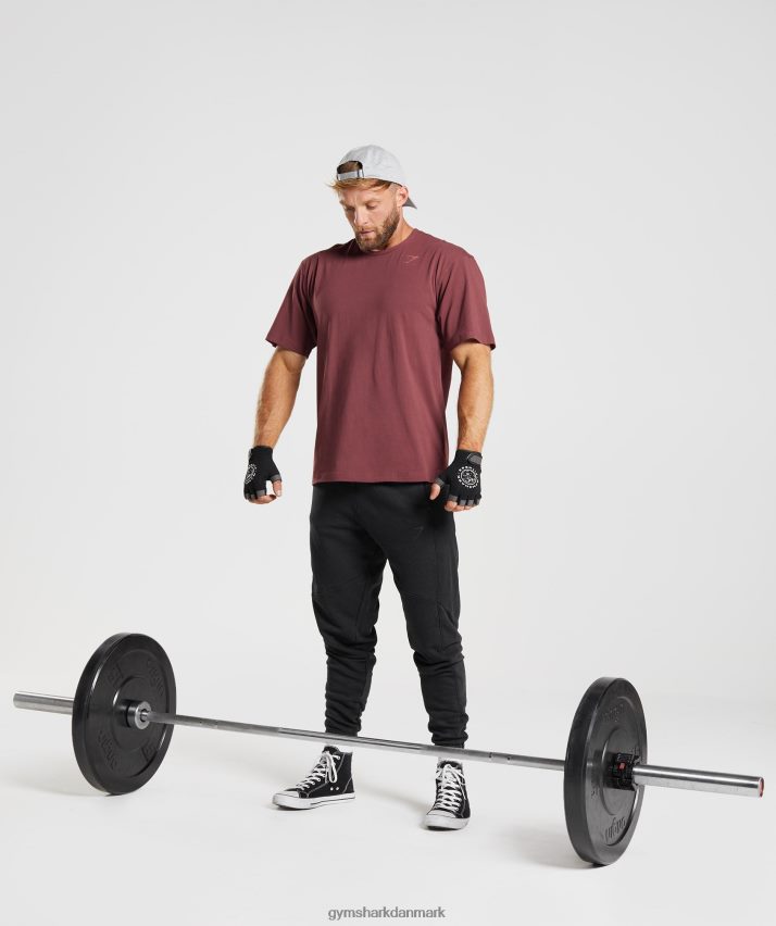 Mænd Gymshark power t-shirt N4ZDDN688 kirsebær brun