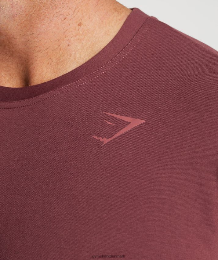 Mænd Gymshark power t-shirt N4ZDDN688 kirsebær brun