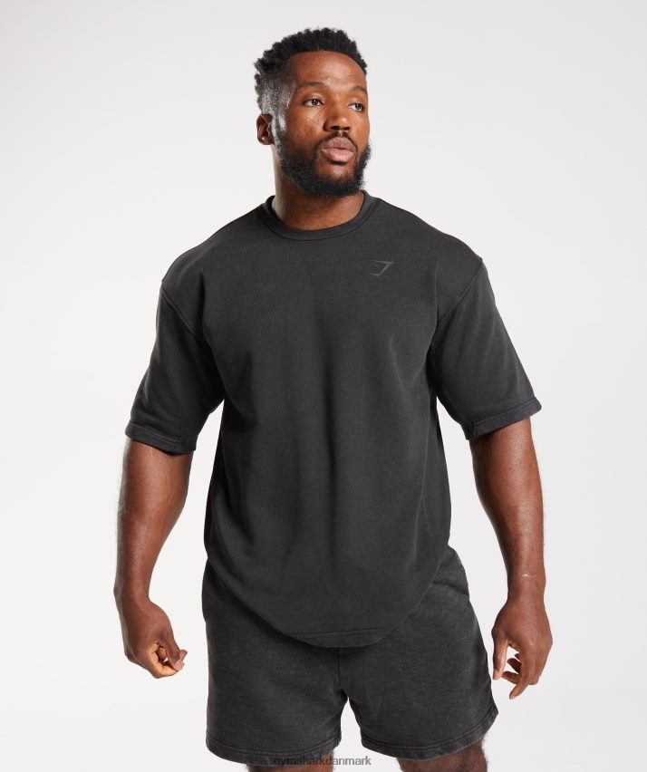Mænd Gymshark power washed kortærmet besætning N4ZDDN741 sort
