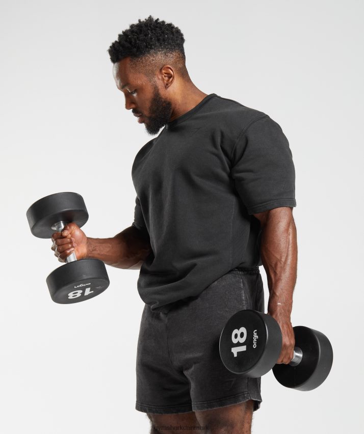 Mænd Gymshark power washed kortærmet besætning N4ZDDN741 sort