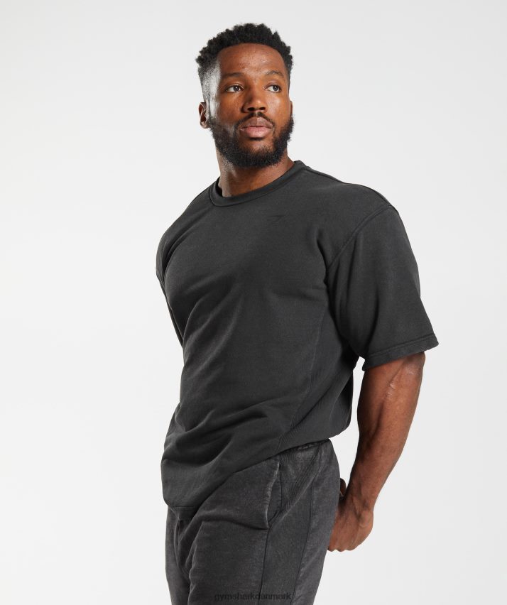 Mænd Gymshark power washed kortærmet besætning N4ZDDN741 sort