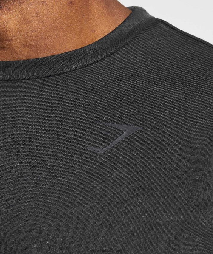 Mænd Gymshark power washed kortærmet besætning N4ZDDN741 sort