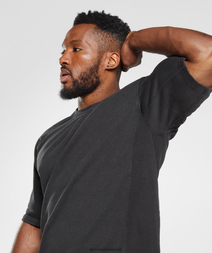 Mænd Gymshark power washed kortærmet besætning N4ZDDN741 sort