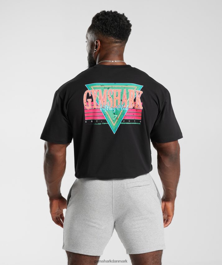 Mænd Gymshark retrowave oversized t-shirt N4ZDDN589 sort