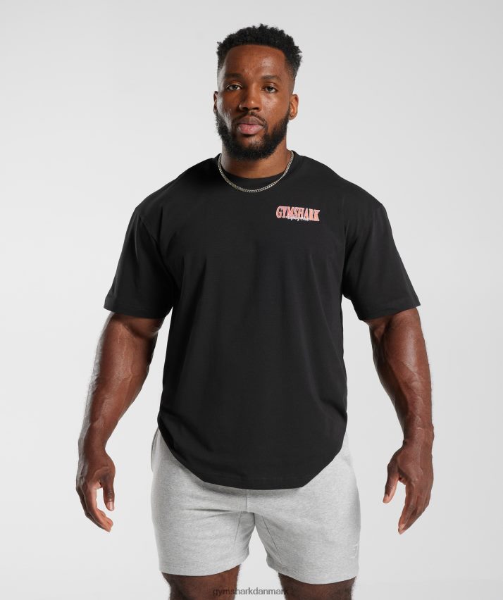 Mænd Gymshark retrowave oversized t-shirt N4ZDDN589 sort