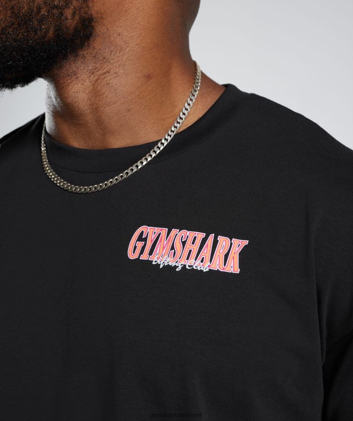 Mænd Gymshark retrowave oversized t-shirt N4ZDDN589 sort