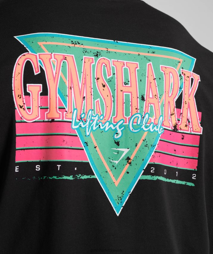 Mænd Gymshark retrowave oversized t-shirt N4ZDDN589 sort