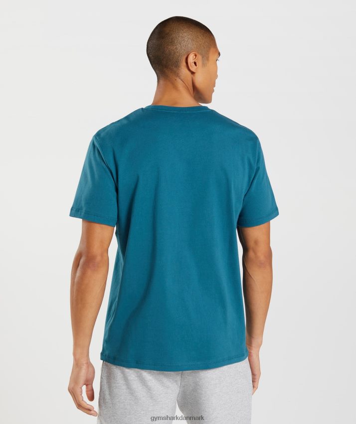 Mænd Gymshark sharkhead infill t-shirt N4ZDDN662 atlantisk blå