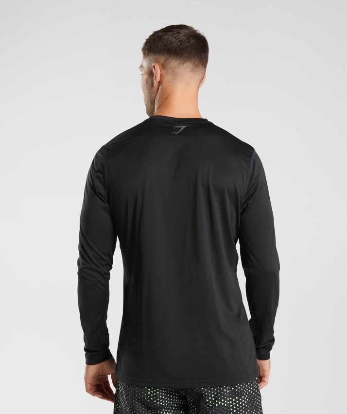 Mænd Gymshark sport langærmet t-shirt N4ZDDN584 sort/sort mergel