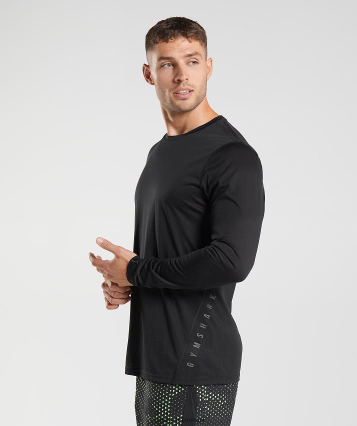 Mænd Gymshark sport langærmet t-shirt N4ZDDN584 sort/sort mergel