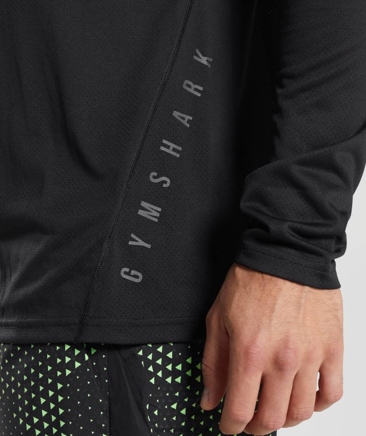 Mænd Gymshark sport langærmet t-shirt N4ZDDN584 sort/sort mergel
