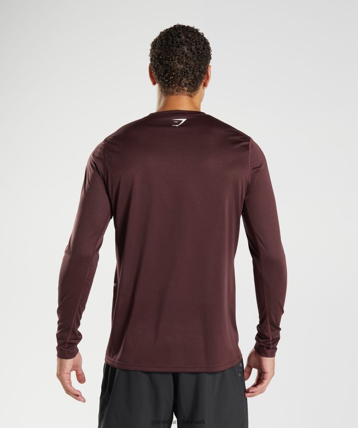 Mænd Gymshark sport langærmet t-shirt N4ZDDN681 bagt rødbrun/sort mergel