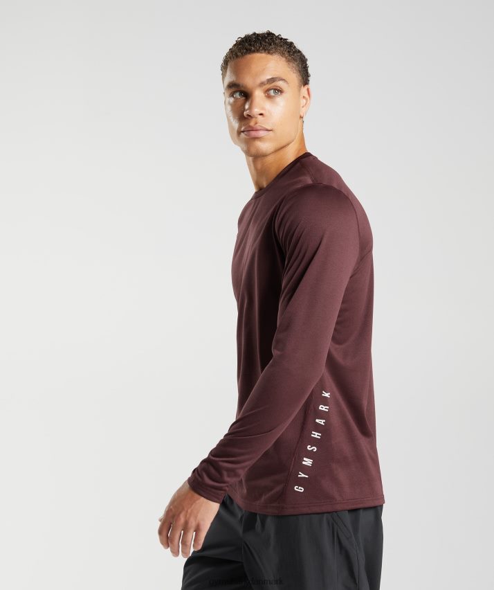 Mænd Gymshark sport langærmet t-shirt N4ZDDN681 bagt rødbrun/sort mergel