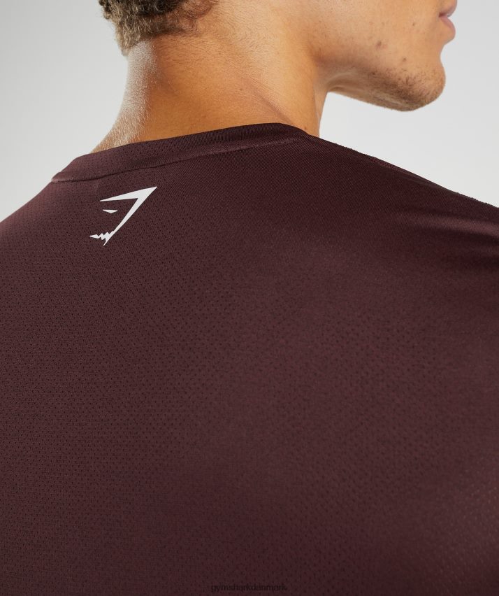 Mænd Gymshark sport langærmet t-shirt N4ZDDN681 bagt rødbrun/sort mergel