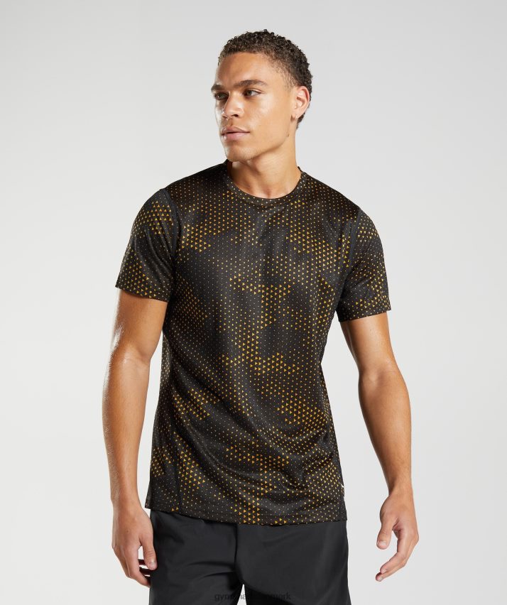 Mænd Gymshark sports t-shirt N4ZDDN692 gurkemeje gult print