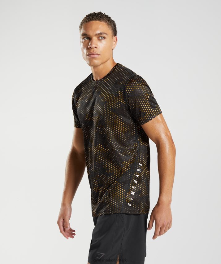 Mænd Gymshark sports t-shirt N4ZDDN692 gurkemeje gult print