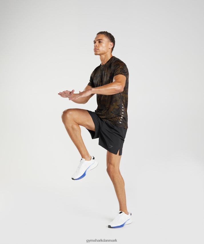 Mænd Gymshark sports t-shirt N4ZDDN692 gurkemeje gult print