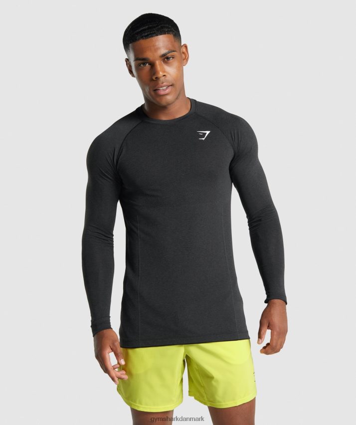 Mænd Gymshark vital let sømløs langærmet t-shirt N4ZDDN746 sort mergel