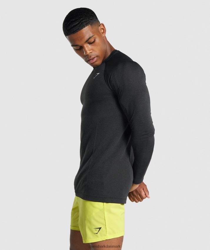 Mænd Gymshark vital let sømløs langærmet t-shirt N4ZDDN746 sort mergel