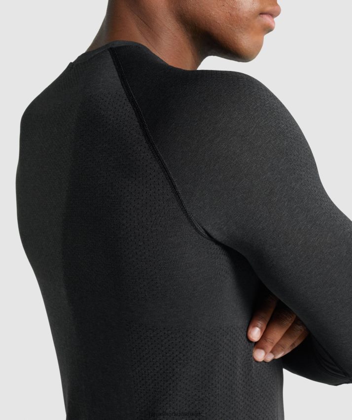 Mænd Gymshark vital let sømløs langærmet t-shirt N4ZDDN746 sort mergel