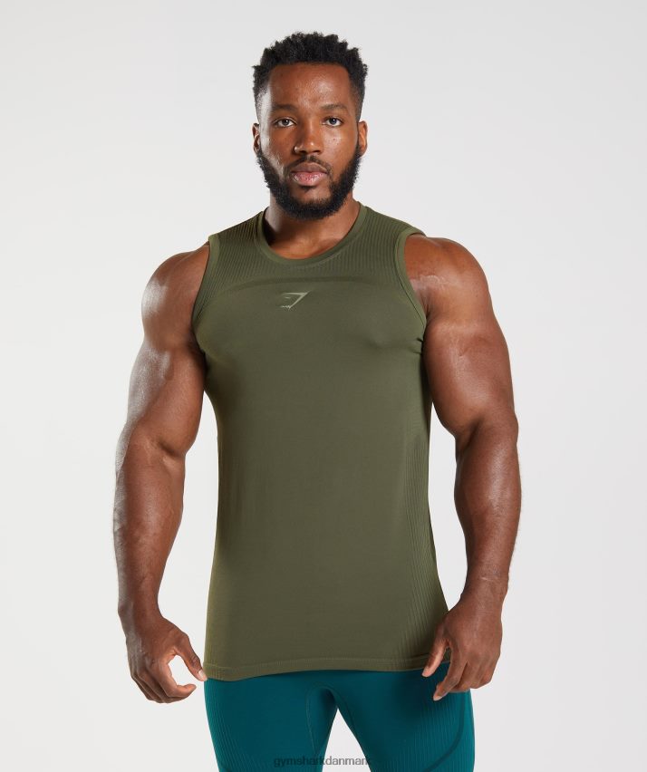 Mænd Gymshark 315 sømløs tank N4ZDDN894 kerne oliven/marskgrøn