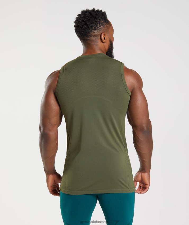 Mænd Gymshark 315 sømløs tank N4ZDDN894 kerne oliven/marskgrøn