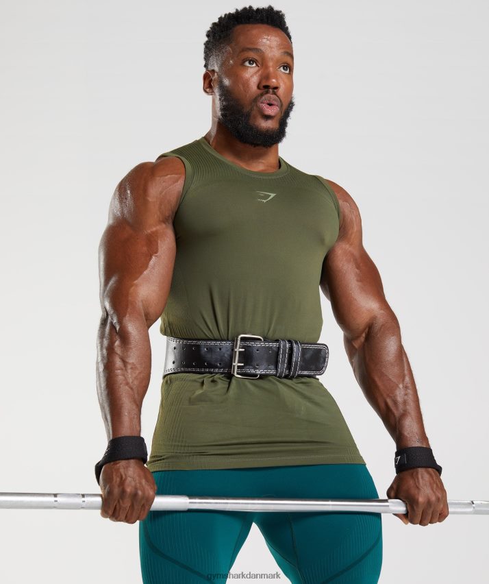 Mænd Gymshark 315 sømløs tank N4ZDDN894 kerne oliven/marskgrøn