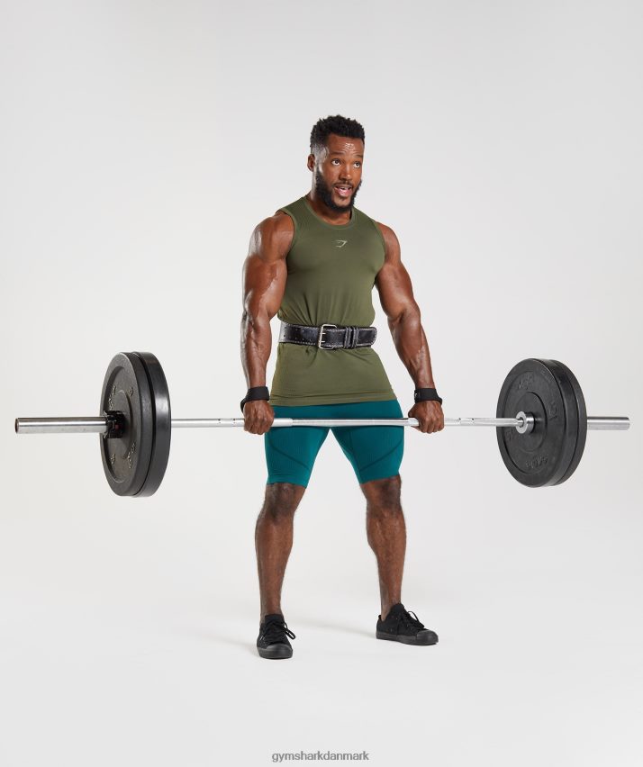 Mænd Gymshark 315 sømløs tank N4ZDDN894 kerne oliven/marskgrøn