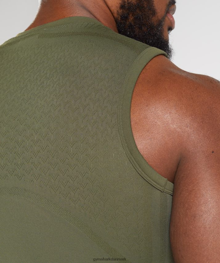 Mænd Gymshark 315 sømløs tank N4ZDDN894 kerne oliven/marskgrøn