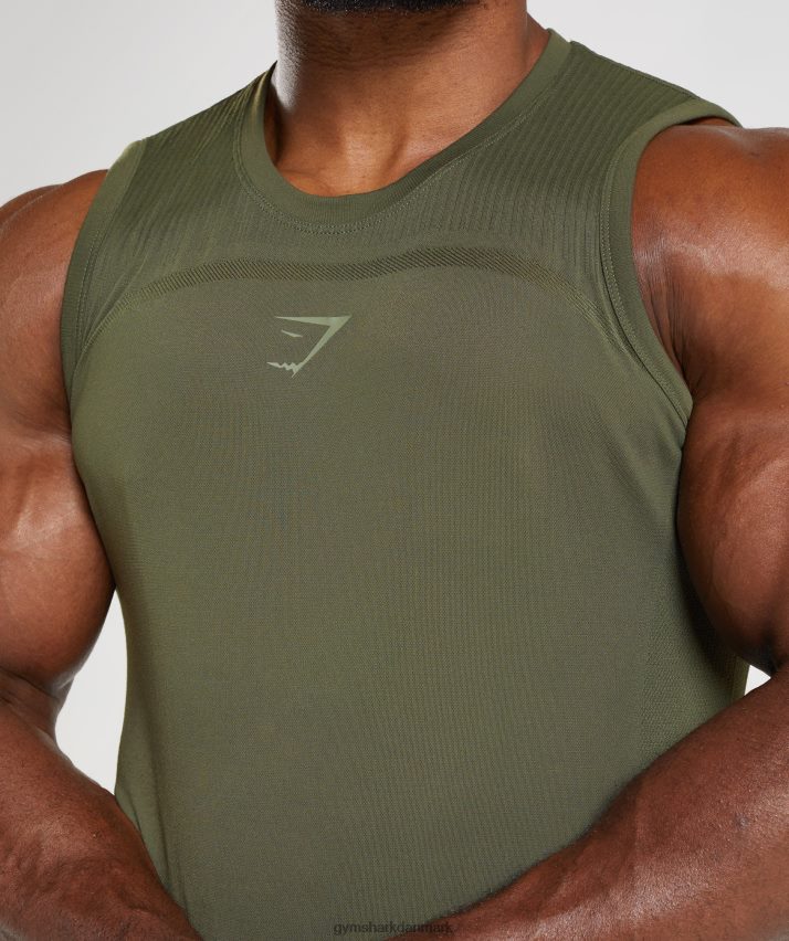 Mænd Gymshark 315 sømløs tank N4ZDDN894 kerne oliven/marskgrøn