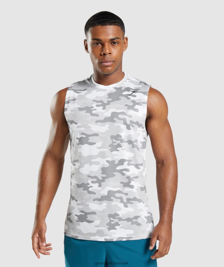 Mænd Gymshark ankomst ærmeløs t-shirt N4ZDDN905 lysegrå print
