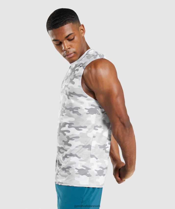 Mænd Gymshark ankomst ærmeløs t-shirt N4ZDDN905 lysegrå print