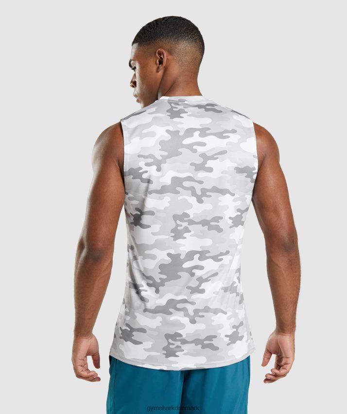 Mænd Gymshark ankomst ærmeløs t-shirt N4ZDDN905 lysegrå print
