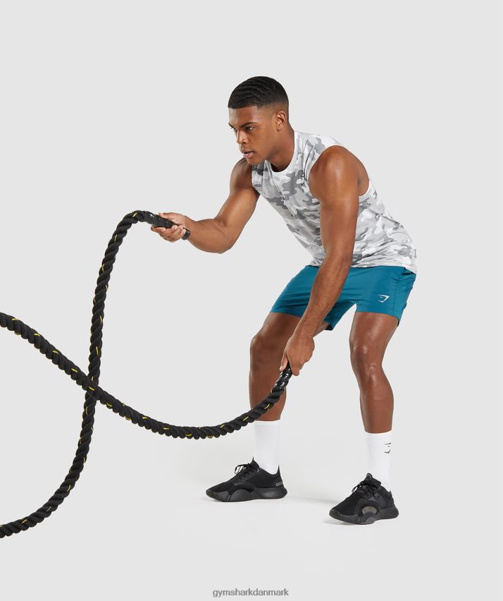 Mænd Gymshark ankomst ærmeløs t-shirt N4ZDDN905 lysegrå print