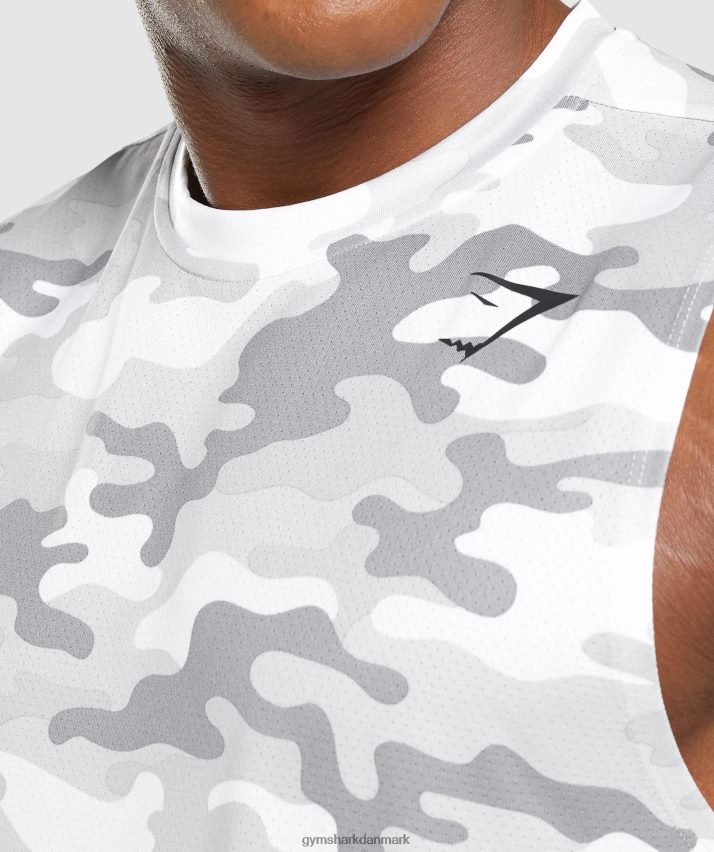 Mænd Gymshark ankomst ærmeløs t-shirt N4ZDDN905 lysegrå print