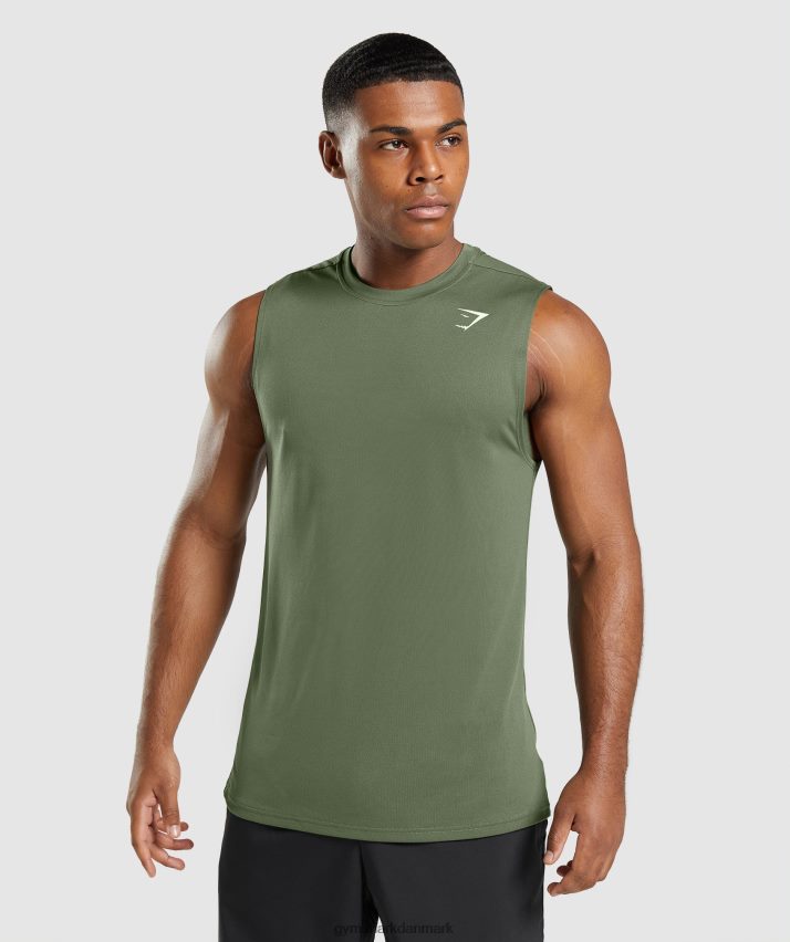 Mænd Gymshark ankomst ærmeløs t-shirt N4ZDDN950 kerne oliven