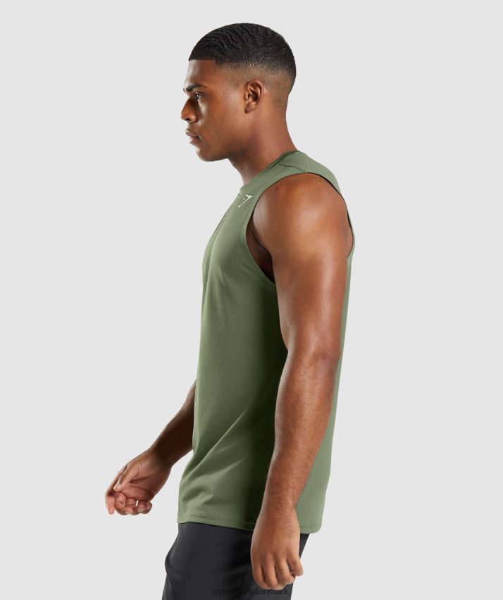 Mænd Gymshark ankomst ærmeløs t-shirt N4ZDDN950 kerne oliven