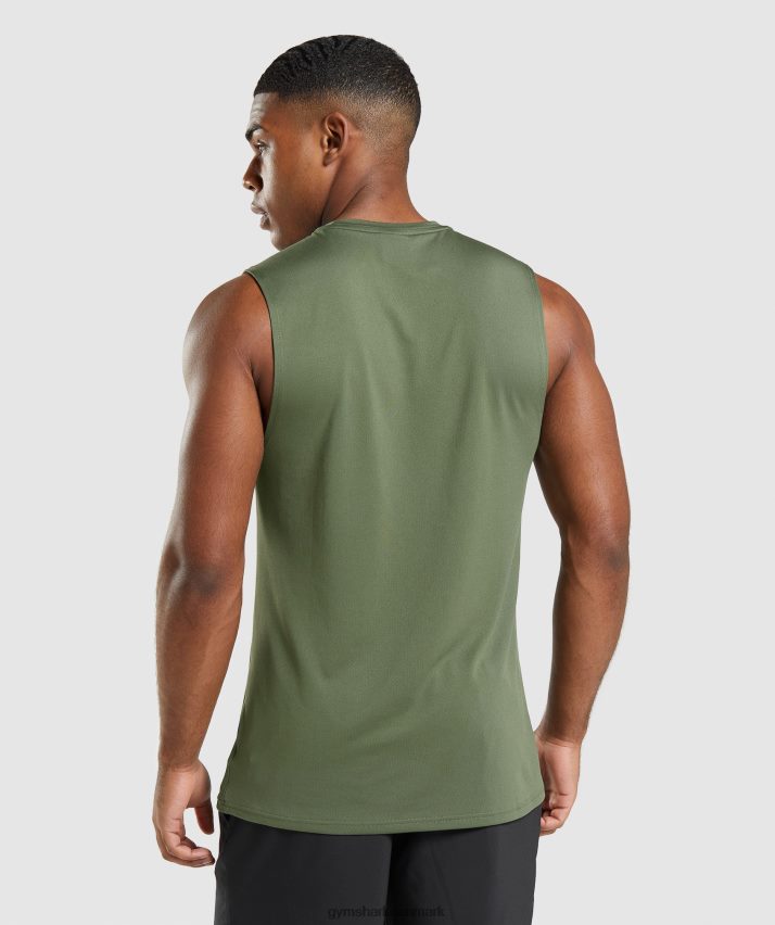 Mænd Gymshark ankomst ærmeløs t-shirt N4ZDDN950 kerne oliven