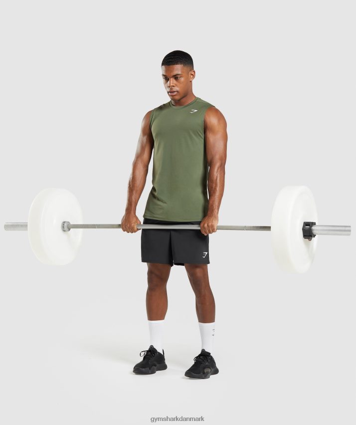 Mænd Gymshark ankomst ærmeløs t-shirt N4ZDDN950 kerne oliven