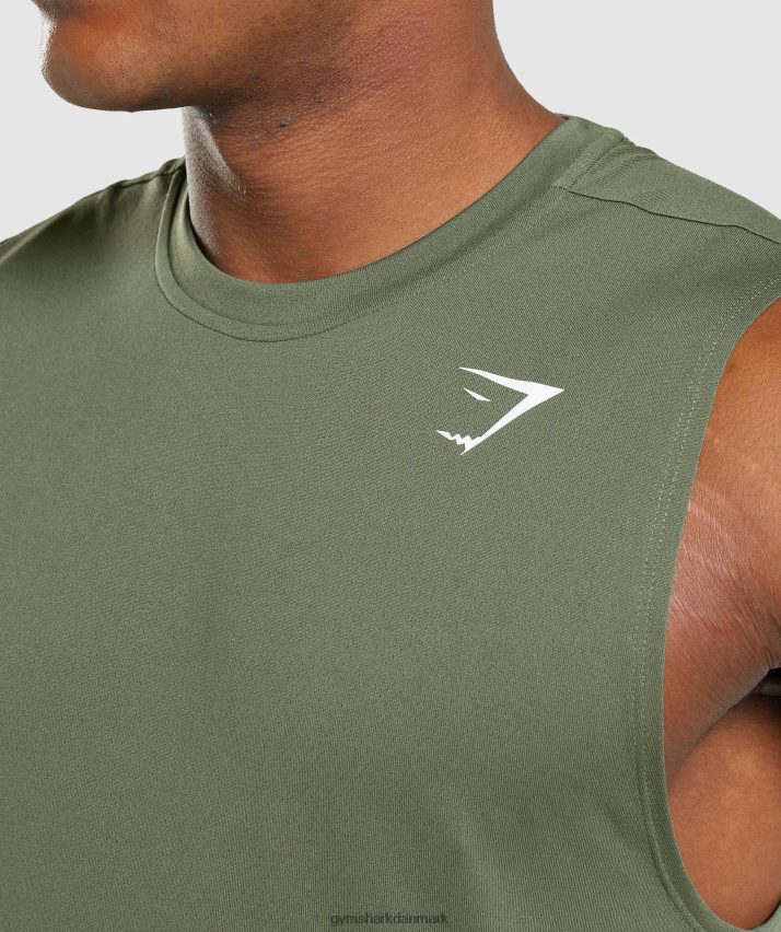 Mænd Gymshark ankomst ærmeløs t-shirt N4ZDDN950 kerne oliven