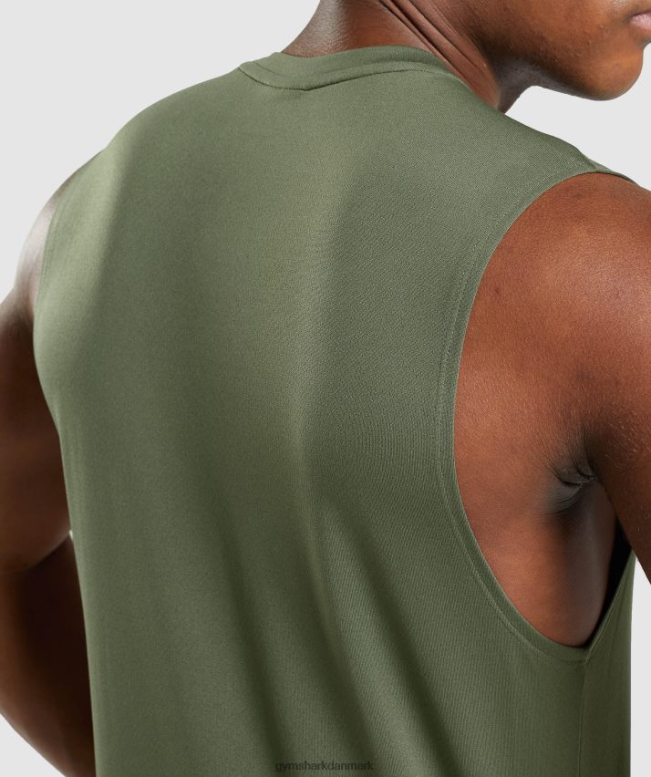 Mænd Gymshark ankomst ærmeløs t-shirt N4ZDDN950 kerne oliven