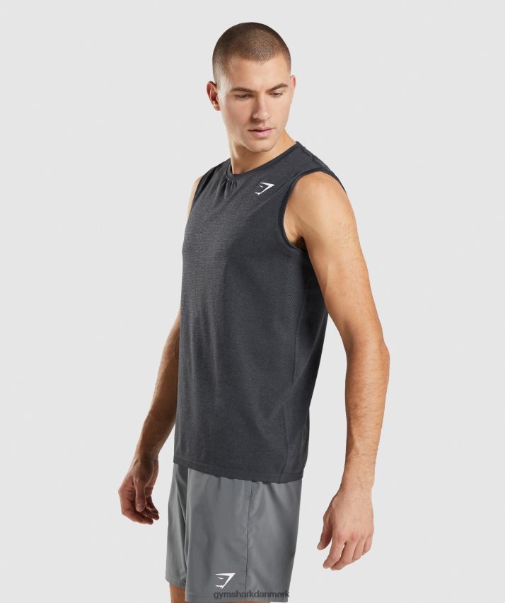 Mænd Gymshark ankomst sømløs tank N4ZDDN927 sort mergel