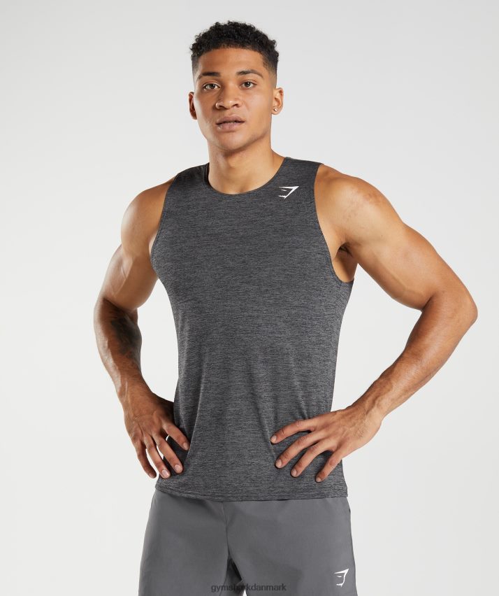 Mænd Gymshark ankomst slim mergel tank N4ZDDN895 sort/silhuet grå mergel