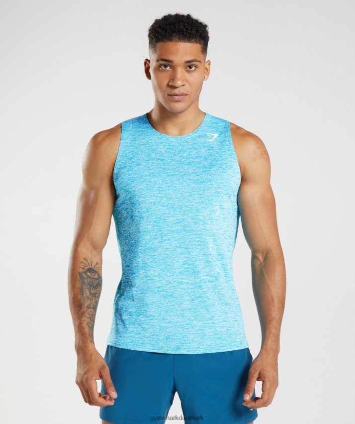 Mænd Gymshark ankomst slim mergel tank N4ZDDN940 haj blå/hvid mergel