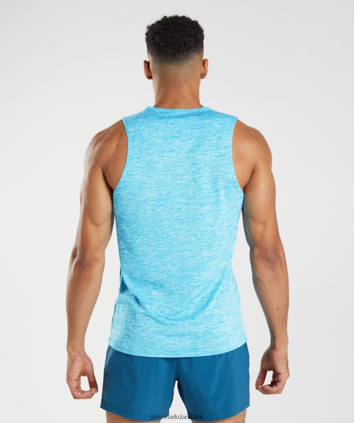 Mænd Gymshark ankomst slim mergel tank N4ZDDN940 haj blå/hvid mergel