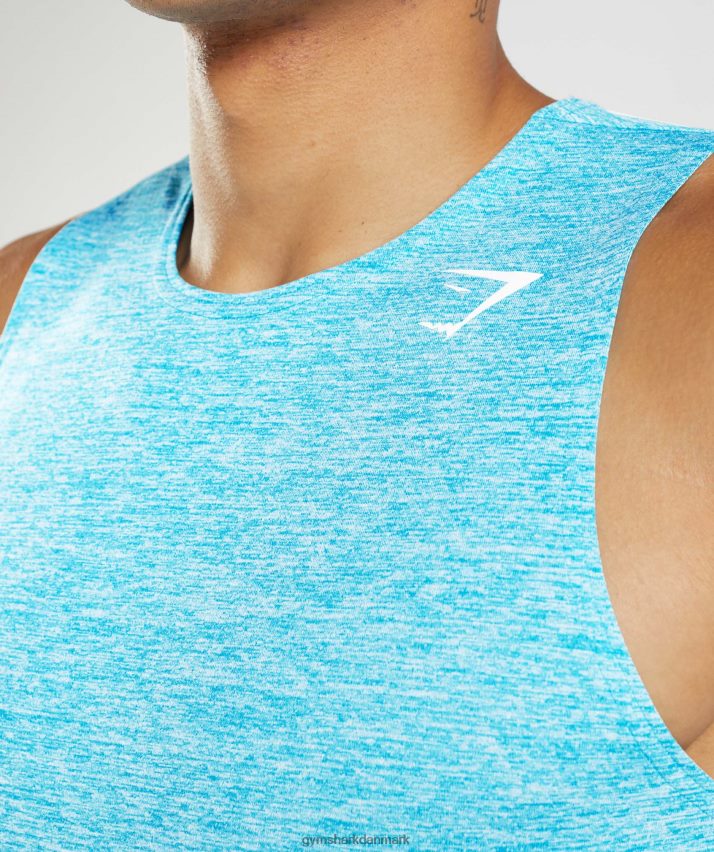 Mænd Gymshark ankomst slim mergel tank N4ZDDN940 haj blå/hvid mergel