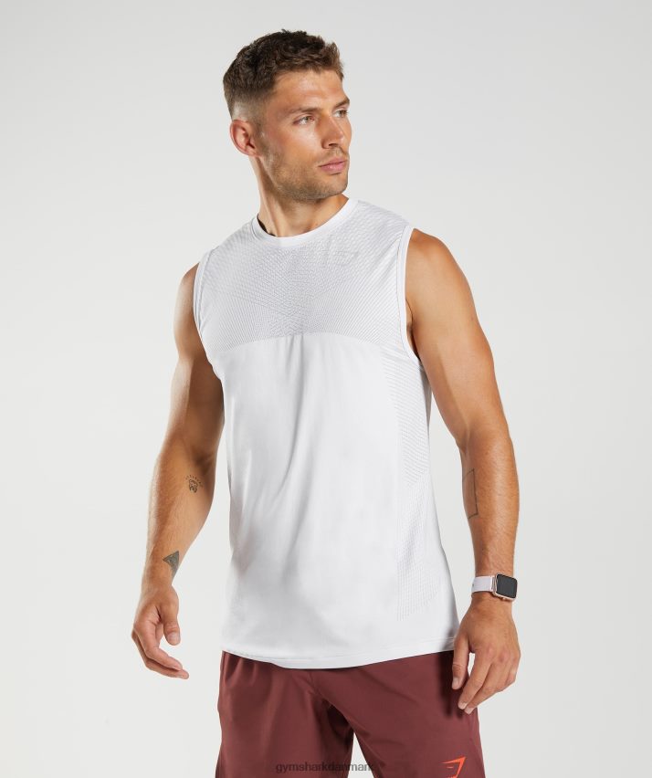Mænd Gymshark apex sømløs tank N4ZDDN899 hvid/lys grå