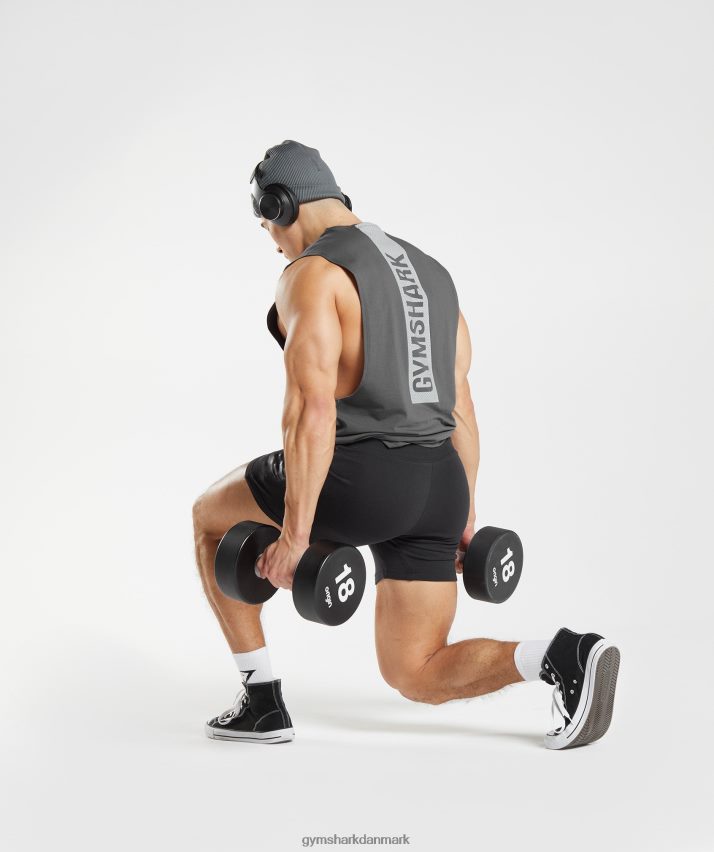 Mænd Gymshark fed drop arm tank N4ZDDN882 silhuet grå
