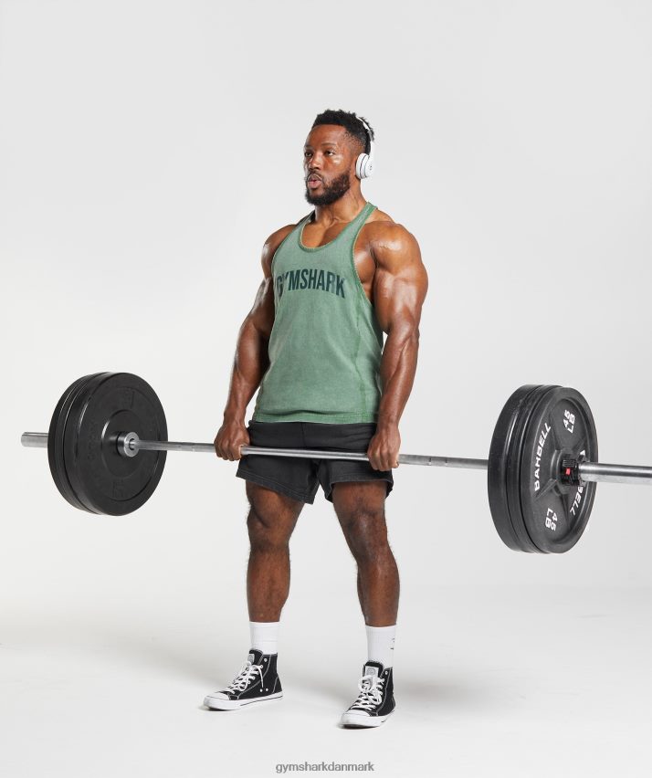 Mænd Gymshark kraftvasket stringer N4ZDDN1001 leguan grøn